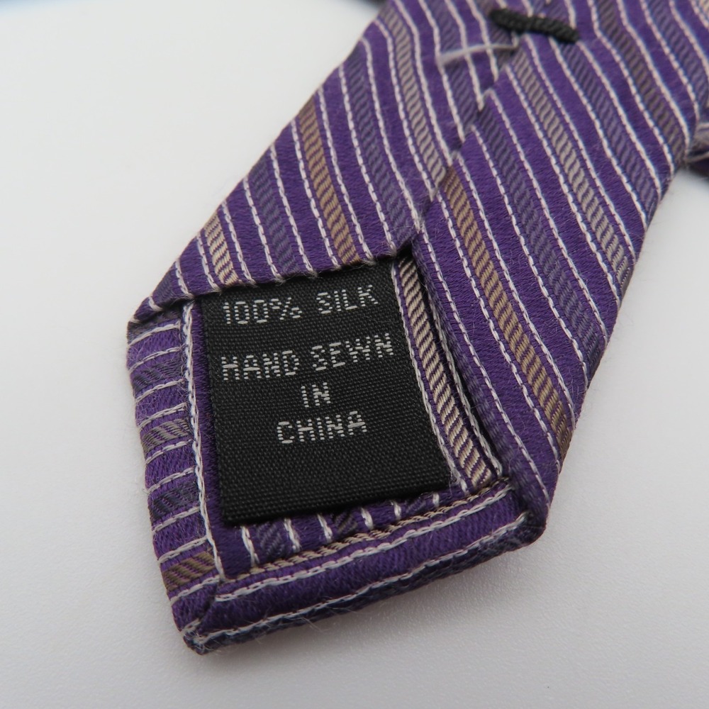 Jos A Bank Tie Silk Purple Striped 3.75" Wide 59" Long - Picture 6 of 6